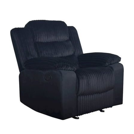 New Classic Furniture Willow Wood & Fabric Glider Recliner in Black