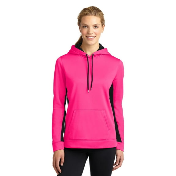 Sport-Tek LST235 Ladies Sport-Wick Fleece Colorblock Hooded Pullover