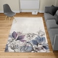 thumbnail image 2 of Flower Turkish Area Rug, Retro Floral Background Hibiscus Silhouettes Dramatic Romantic Nature Art, Soft Carpet for Living Room Decor with Distressed Look, 5.2' X 7.6', Blue Grey, by Ambesonne, 2 of 4
