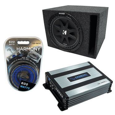 Kicker C10 Subwoofer Single 10" Ported Sub Box Enclosure Bundle W/ HA-A400.1 Amp