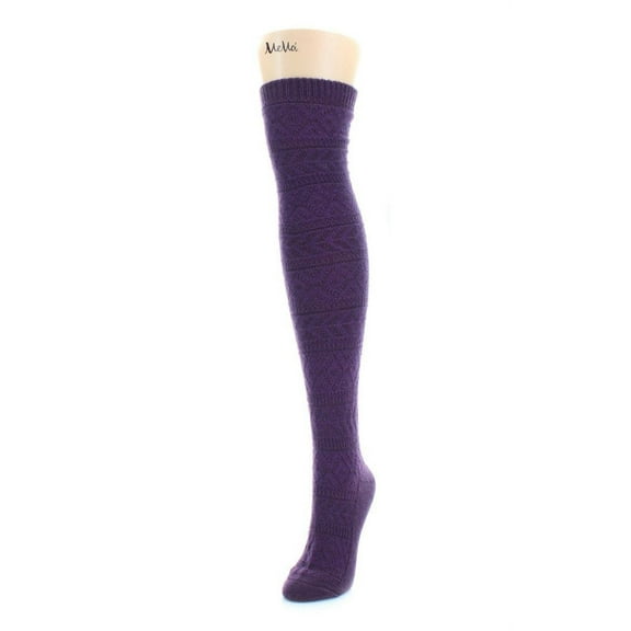 MeMoi Textured Fair Isle Over The Knee Socks - Womens - Female