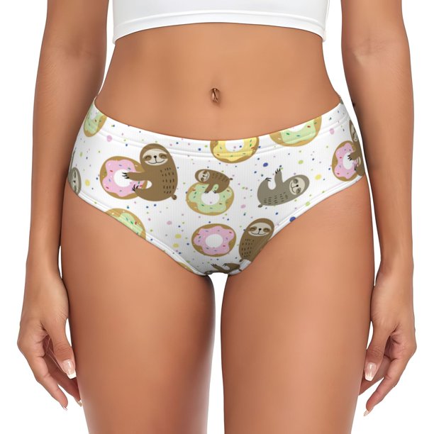 Fotbe Donut Sloth Calzones Estampados para Mujer – Ropa Interior de Algodón, Cómoda, Suave y Elástica-X-Large