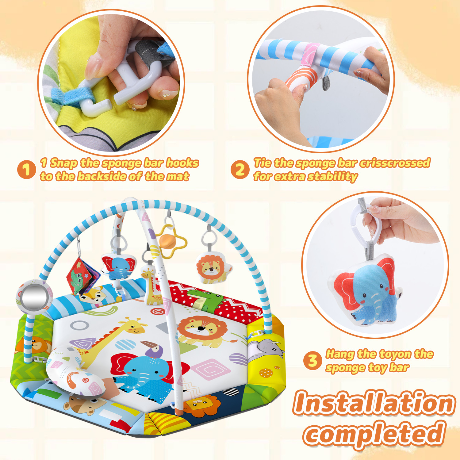 JoyStone Baby Gym Play Mat, 8-in-1 Activity Mat photo 8