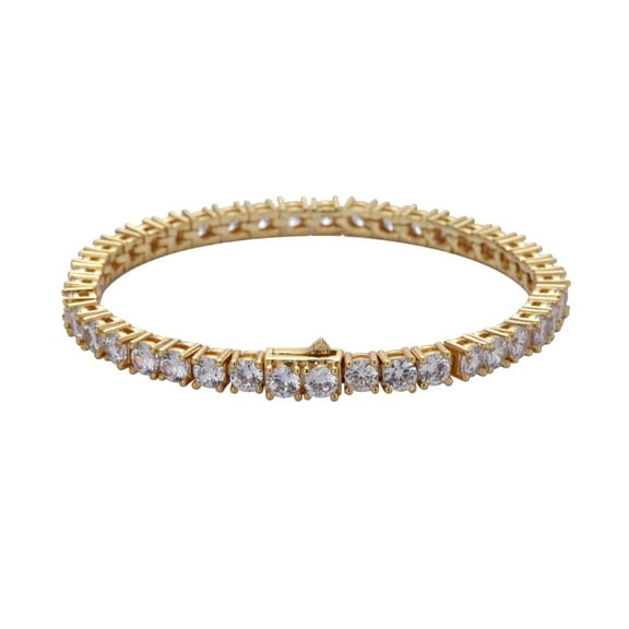 3-5MM Tennis Bracelets for Women Classic Round Cut Simulated Gold Diamond Bracelet 18K Gold Plated CZ Bracelets for Women Wedding Bridal Prom Jewelry Bracelets