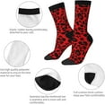 thumbnail image 6 of N/A Red Leopard Pattern Print Adult Athletic Crew Socks Men Women Long 7-8.3 In 18-21cm, 6 of 8