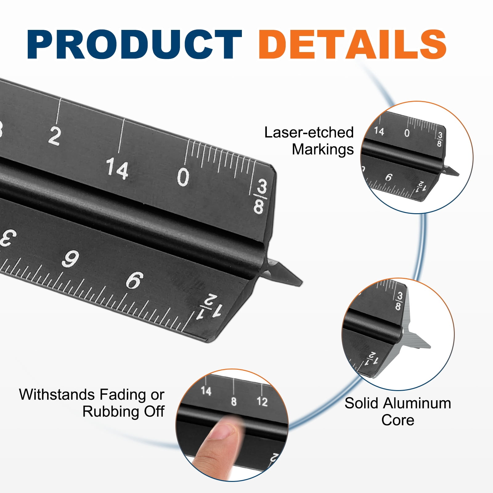 Uxcell Architectural Scale Ruler 7 Inch Metric Aluminum Alloy Triangular Drafting Ruler, Blue