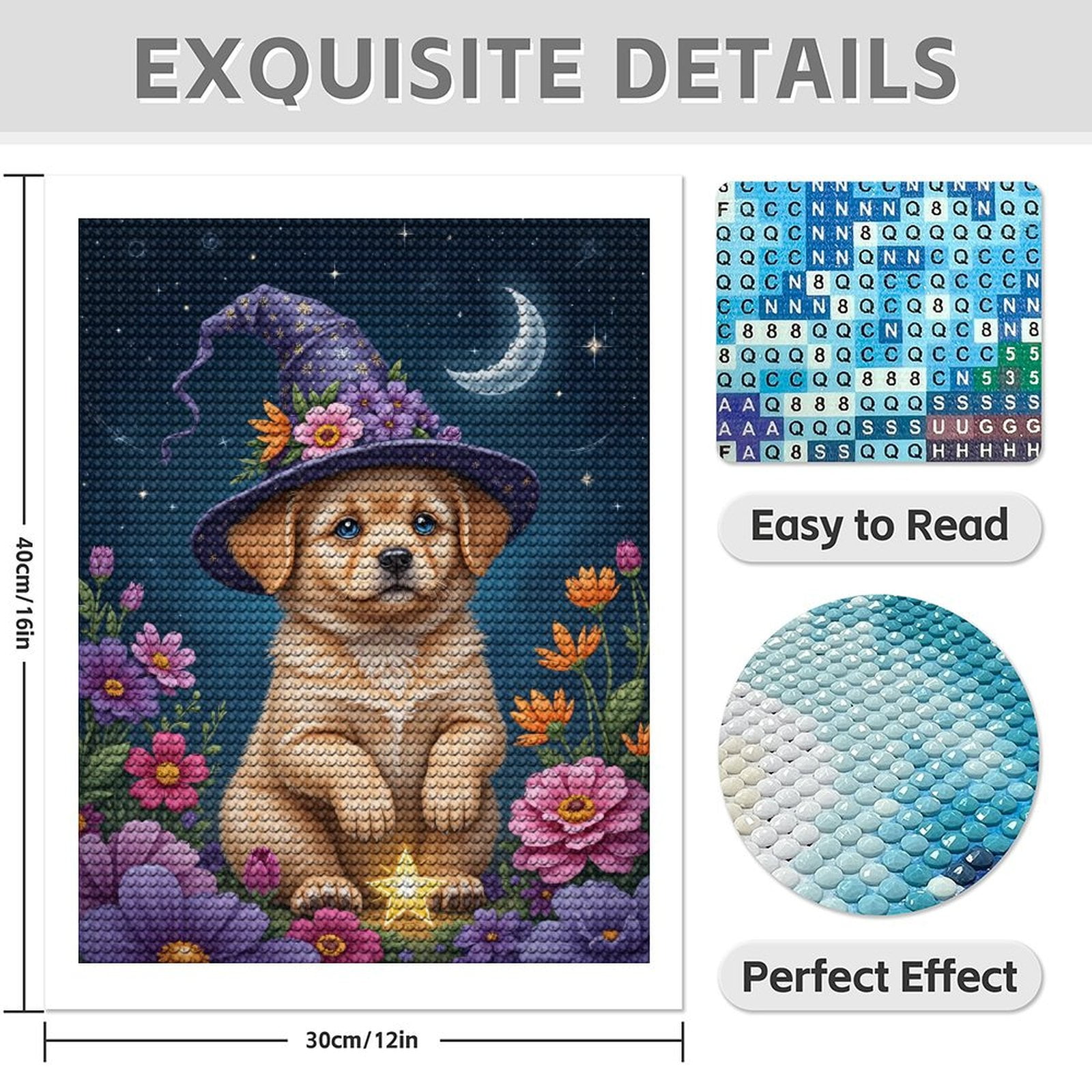 Diamond Art Kits for Adults - 5d Puppy Wizard Starry Night Diamond Painting for Adults, Diamond Art for Adults Beginners, Diamond Painting Kits for Adults for Home Wall Decor