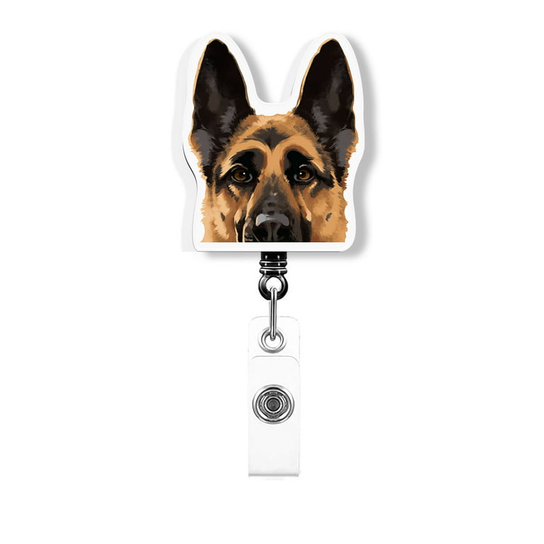 German Shepherd Heart Retractable ID Badge Reel • German Shepherd