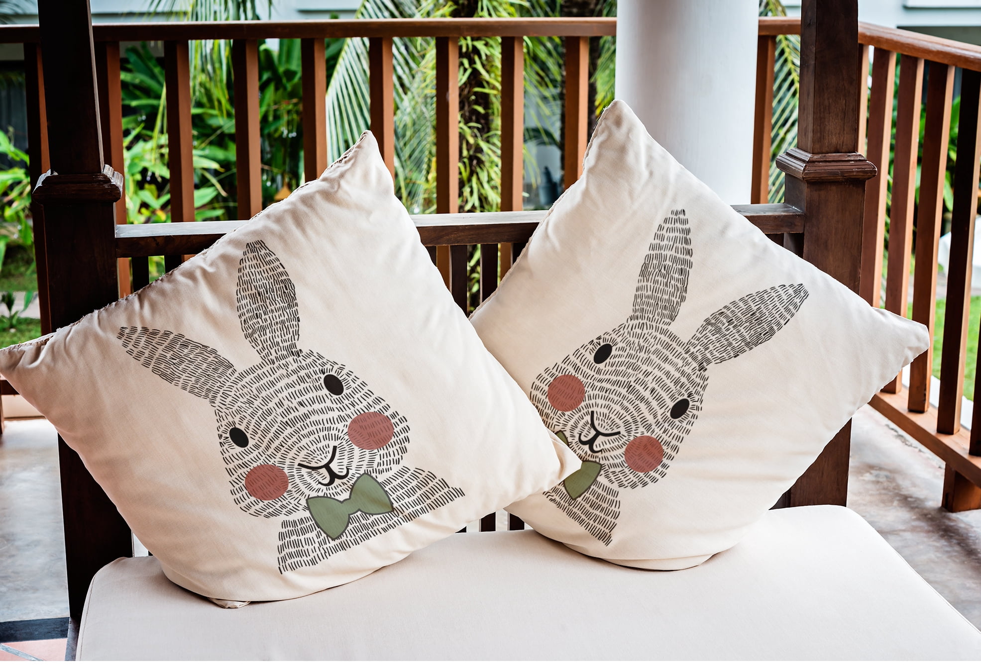 Simply Daisy 18 in x 18 in Animal Print Easter Polyester Throw Pillow