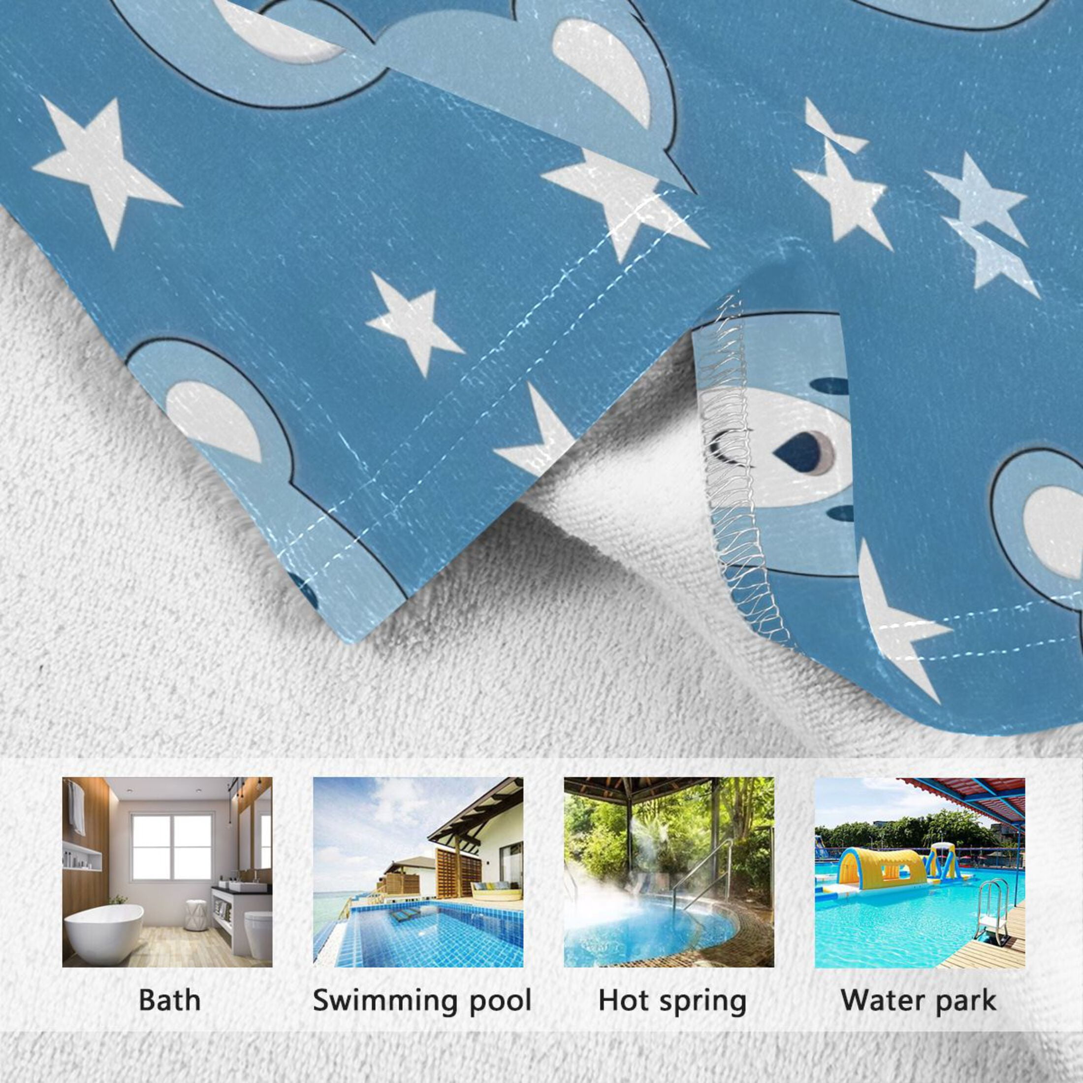 Kid Hooded Beach Towel Bath Poncho Towels Soft Absorbent Quick Dry for Boy Girl Baby Bear Face and Star S