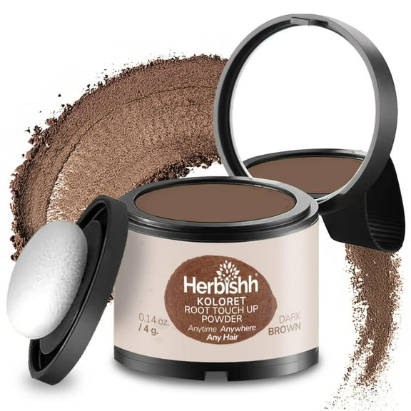 Koloret Root Touch Up Powder– Dark Brown Powder for Women & Men, Instant Root Cover Up for Gray Coverage, Hairline Concealer for Thinning Hair & Bald Spots, Water-Resistant & Smudge-Proof, 4g