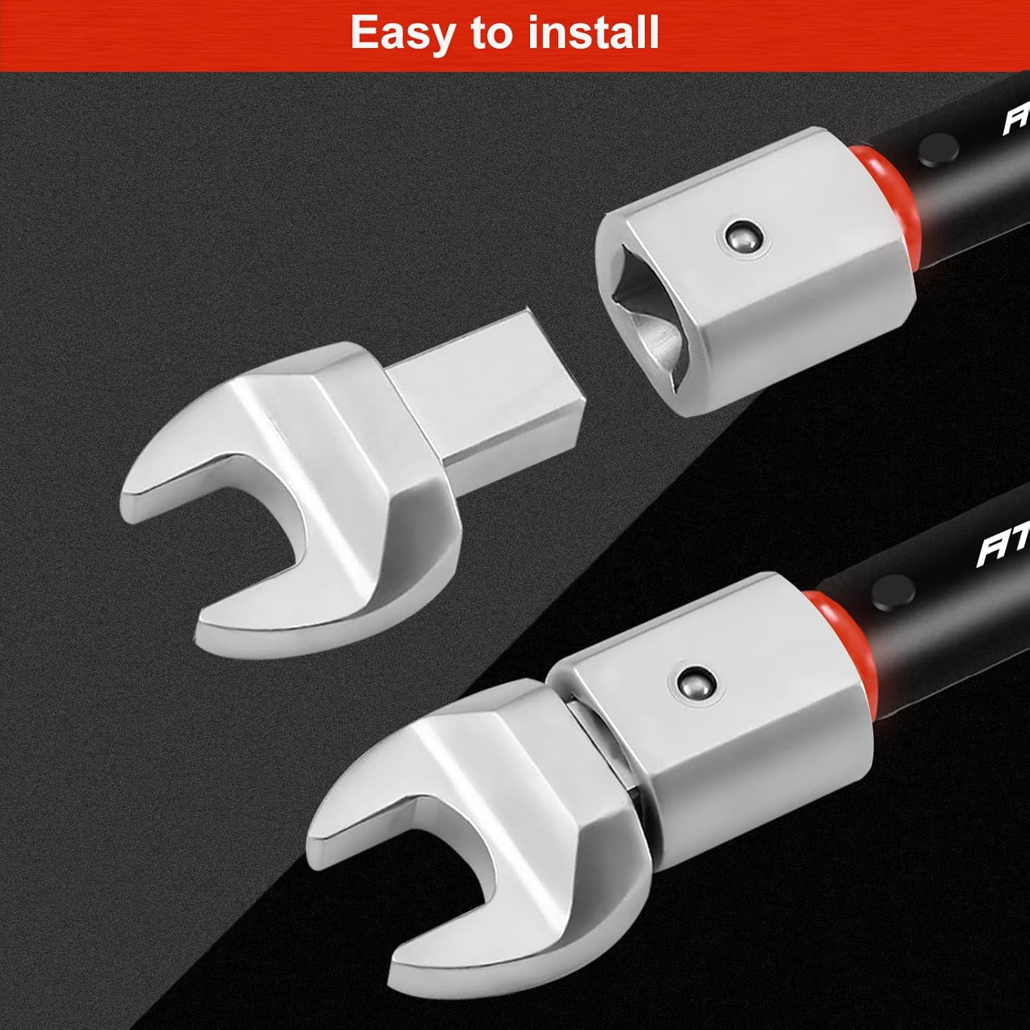 ATsafepro Adjustable Torque Wrench 5-60 Nm, 9×12mm Open End Torque Wrench, Interchangeable Torque Wrench for HVAC Mini Split,Refrigeration System,Bike Motorcycle and Car Maintenance