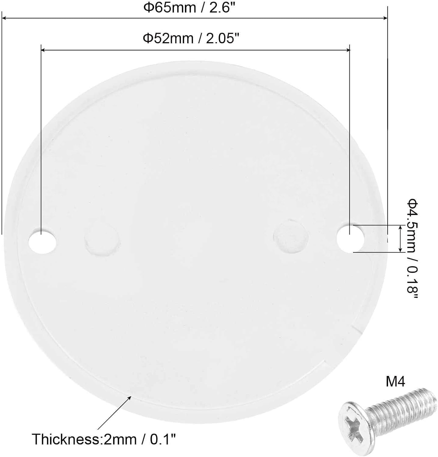 FRKSMD-PVC Conduit Lid Round Junction Box Cover with Screws 65mm OD for Conduit Box Pack of 5