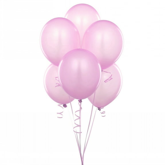 72 Latex Balloons 12" with Clips and Curling Ribbon - Pink