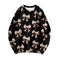 thumbnail image 4 of Fshinging Women Oversized Sweatshirt Hoodies Full Bow Print Long Sleeve Crewneck Casual Ladies Pullover Tops, 4 of 4