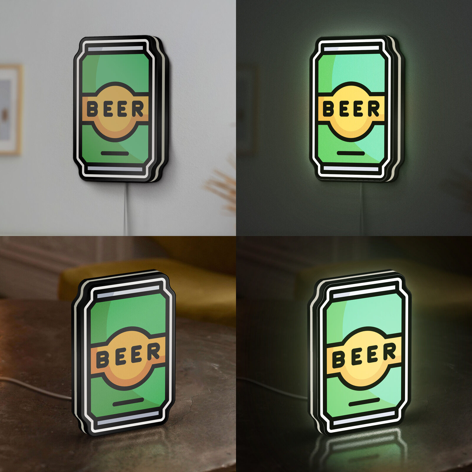 Beer Can 3D Novelty Light Box, Pub-Style Beverage Lamp Decor with Drink Design, Ideal for Alcohol Lovers and Home Bar Owners (Width 12 inch, 30cm)