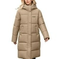 thumbnail image 2 of FDGIU Women's Slim Fit Puffer Coat - Attached Hood Zip Front, Lightweight Warm Long Jacket for Cold Weather Outdoor, 2 of 7