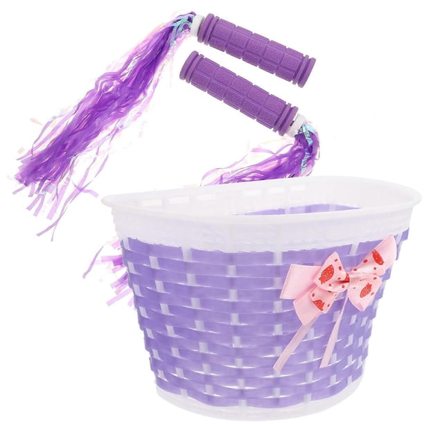 Kids Bicycle Handlebar Basket Practical Storage For Children Bike Outdoor Cycling Purple 21.00X13.00X10.00CM Wear-Resistant 1 Set