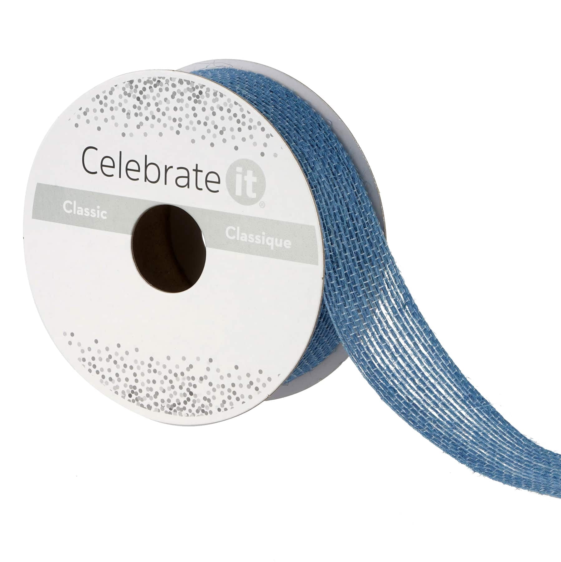 1" x 5 Yard Blue Jute Ribbon by Celebrate It - Non-Wired Ribbon Rolls for Gift Wrapping - Baskets - DIY Crafts & Rustic Decor - 12 Pack