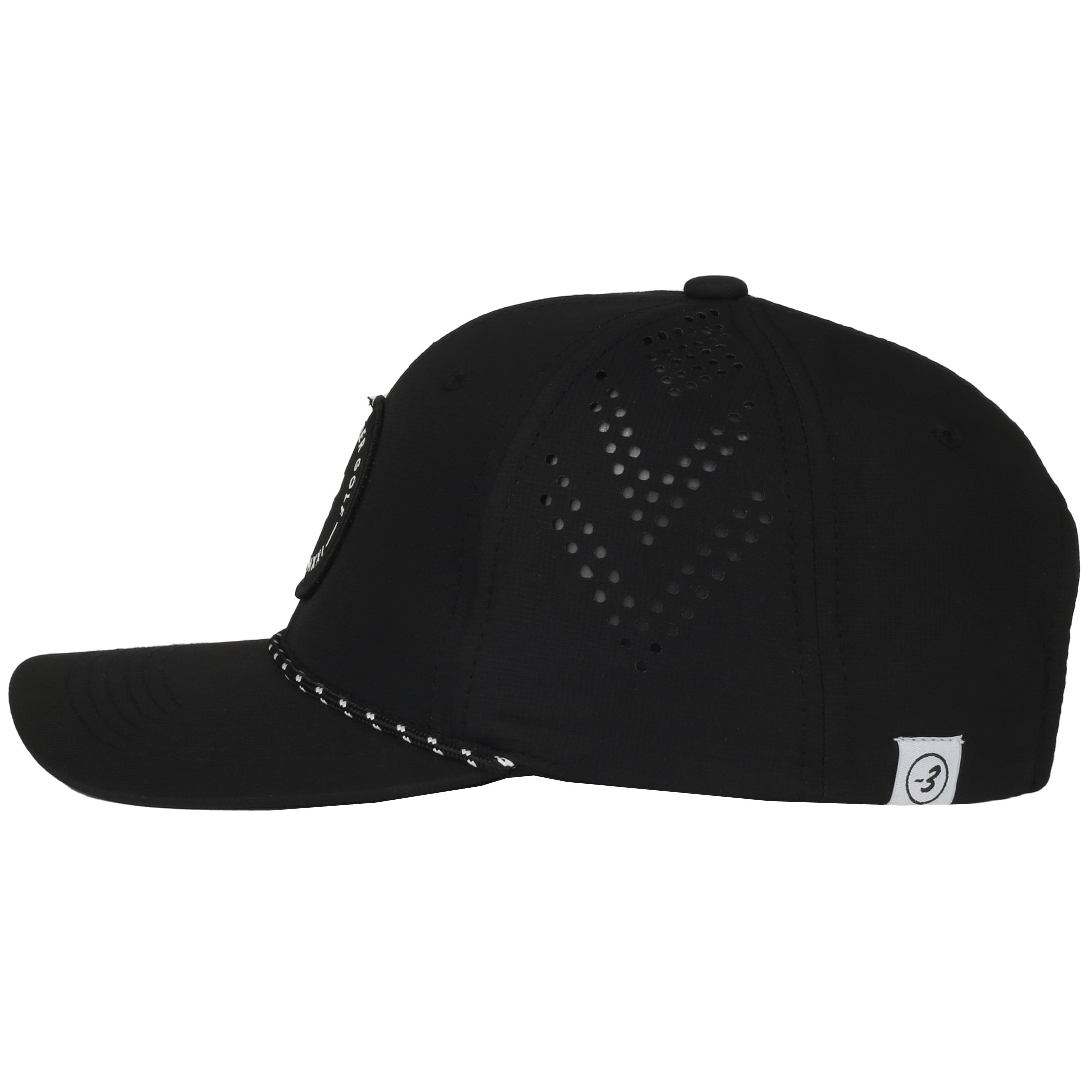 Three Under Performance Golf Hat, Breathable Fabric, Snapback, Lightweight Golf Cap, One Size, Adult, Black