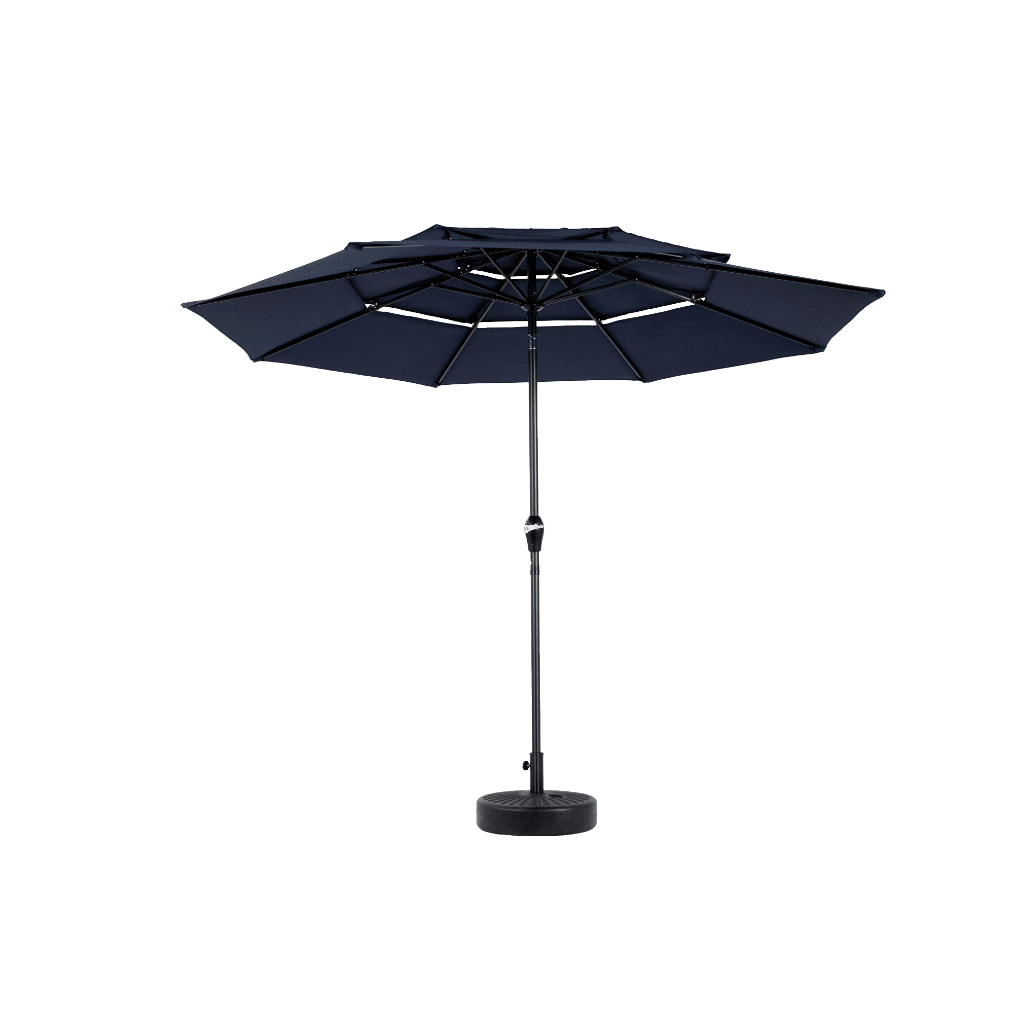 Leumius 10ft Outdoor Patio Umbrellas for Outside,3 Tier Auto-tilt Vented Market Table Umbrella for Backyard, Deck, Garden,Navy Blue(Base Not Included)