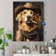 thumbnail image 4 of Qisvanset Framed Canvas Wall Art 12x16 Inch Hat Cigar Golden Retriever Western Pet Art, 4 of 5