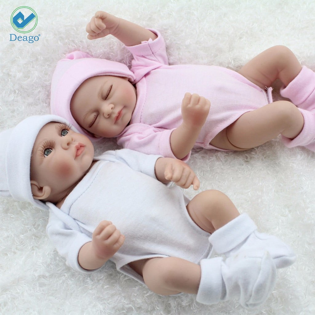 Deago Reborn Newborn Baby Realike Doll Handmade Lifelike Silicone Vinyl Weighted Alive Lovely Cute Doll Gifts 11" (Boy)