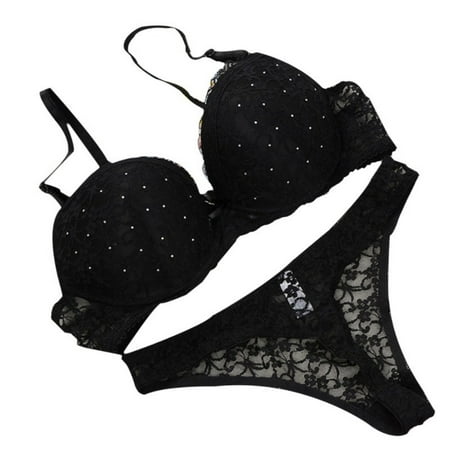 

Ardorlove Women Lace Drill Bra Set Push Up Underwear Set Bra and Thong Set