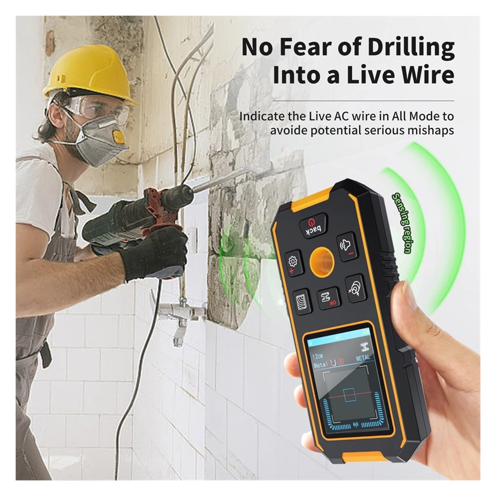 Metal Detector Digital Wall Scanner Laser Rangefinder LCD Display Wall Detector Stud Finder ,Accurate Readings