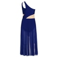 thumbnail image 4 of Moggemol Robe de Danse Ballet Lyrique pour Filles une Épaule Sans Manches Découpe Haute Basse Robe en Maille Fluide Bleu Marine 6, 4 of 7