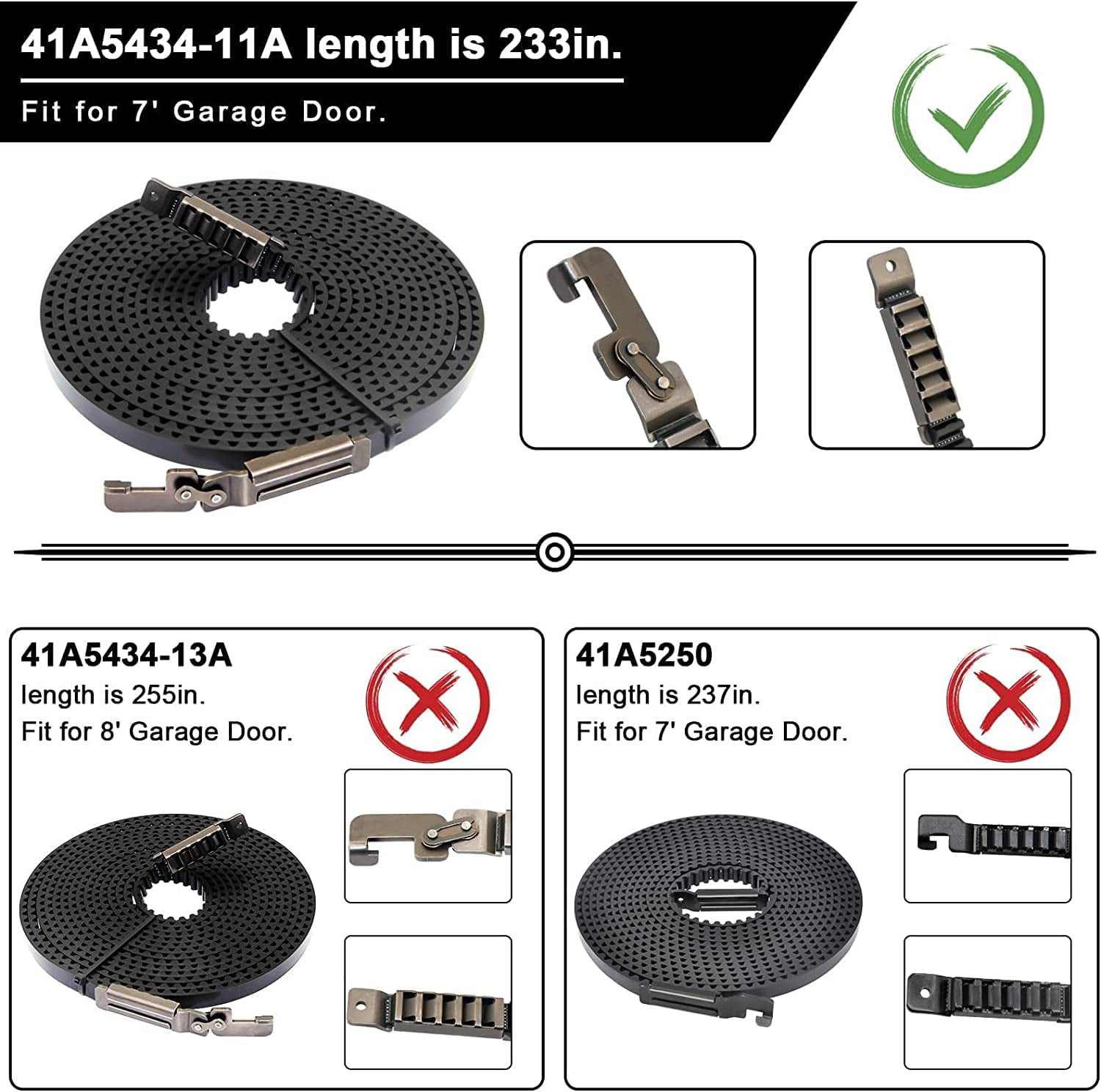 41A5434-11A 7FT Garage Door Opener Drive Belt – Compatible Replacement for LiftMaster, Chamberlain, Craftsman, Sentex, Whisper Models