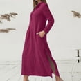 thumbnail image 3 of Vestido largo casual de manga larga con mangas largas para mujer Tomshoo Borgoña XXXL, 3 of 7