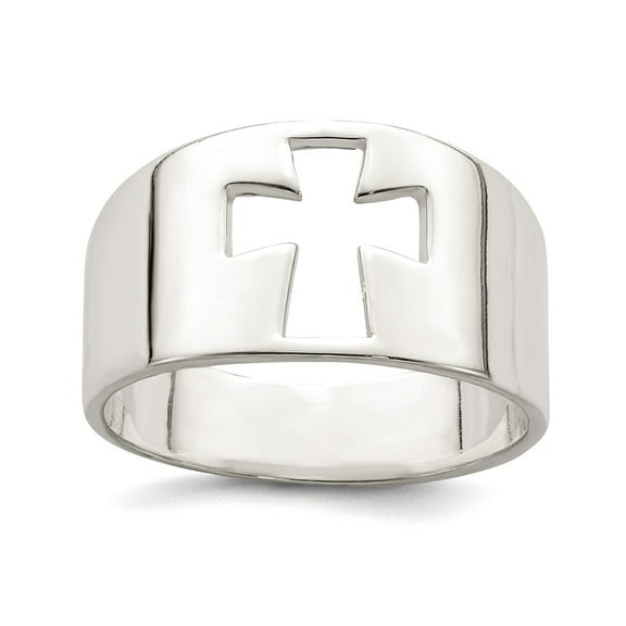 925 Sterling Silver Polished Religious Faith Cross Cutout Ring Size 8 3mm Wide Ring for Women