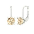 thumbnail image 2 of 1 Ct Round Cut Drop Dangle Natural Morganite 18K White Solid Solid Gold Everyday Dainty Earrings Lever Back, 2 of 7