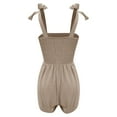 thumbnail image 5 of biudgviw Rompers for Women Tie Knot Strap Square Neck Short Jumpsuits Trendy Smocked Wide Leg Summer Beach Vacation Outfits, 5 of 6