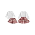 thumbnail image 2 of Michellecmm  Toddler Girl 2 Piece Outfit Long Sleeve Shirt and Plaid Pleated Skirt, 2 of 9