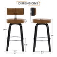 thumbnail image 6 of 29"Swivel Counter Height Bar Stools, Upholstered Modern Faux Leather Barstools with Back&Walnut Wood Legs Counter Stools with Footrestfor Kitchen Island, Brown, 6 of 10