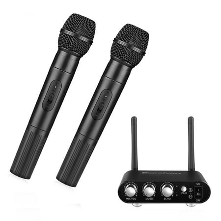 Excelvan K38 Dual Wireless Microphones with Receiver Box, Various Frequency High-end Microphone for Home Entertainment Conference Education