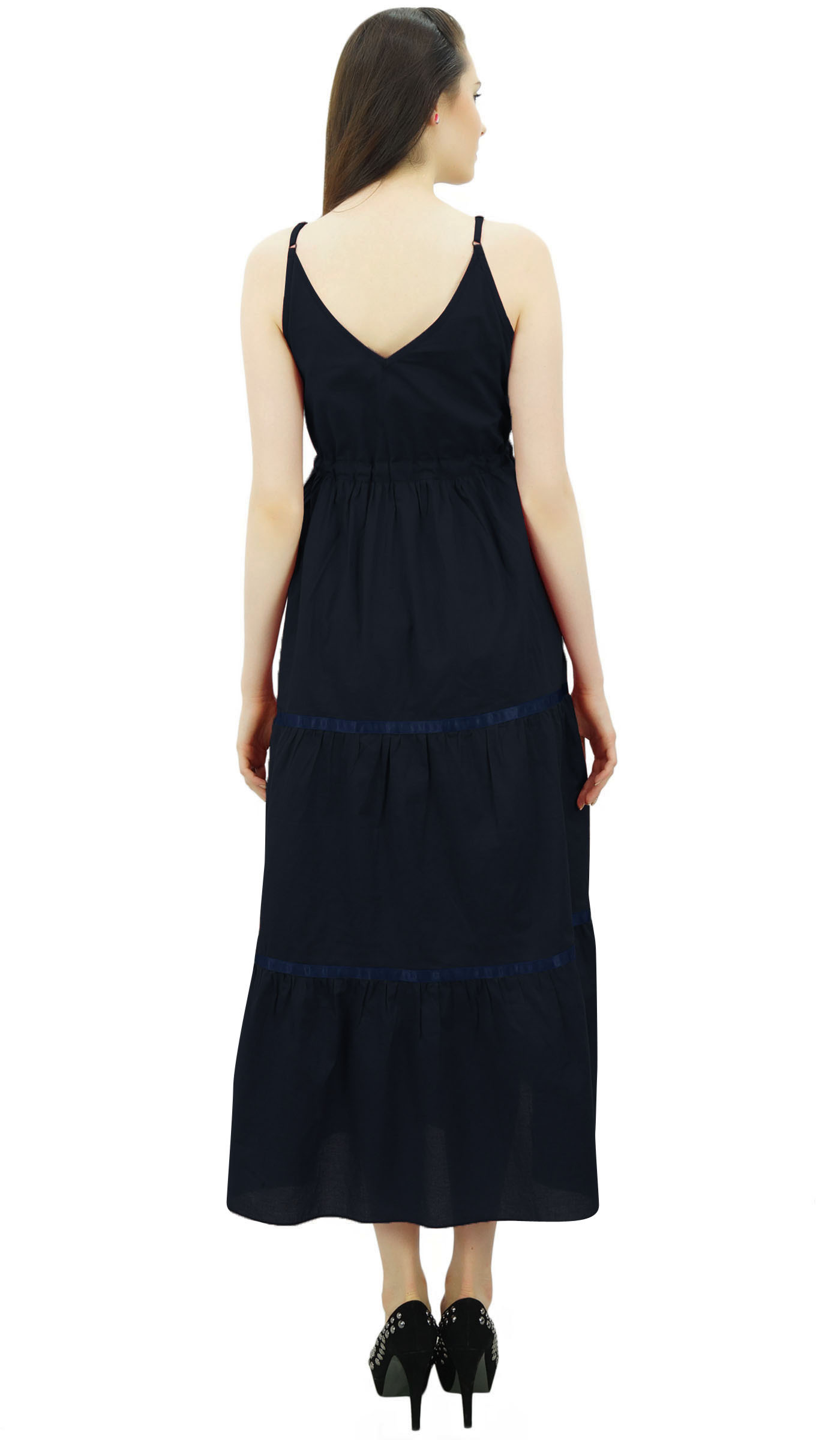 Bimba Women's Long Maxi Sundress - Spaghetti Strap, Drawstring Waist, 58 Inch Length