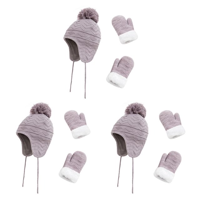 Guardurnaity 1 juego Beanie Hat Classic Beautiful Outdoor Clothes Accesorio de lana para resistir el frío Gris L 4-6 años Gris Л 4-6 лет 3Conjunto