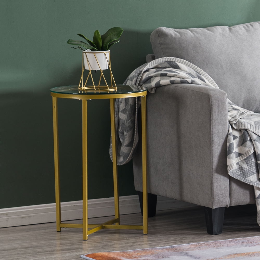 Topcobe Decorative Metal End Table, Round Side /Accent