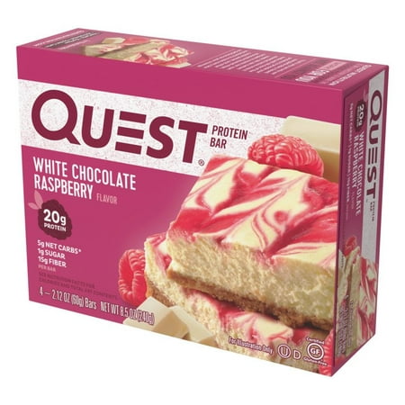 QUEST BARRE DE PROTÉINES framboise au chocolat blanc 20 g de protéines 4 Ct