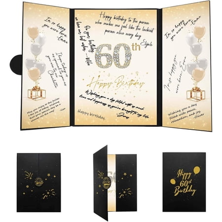 60th Birthday Decorations for Men Women Creative 60th Birthday Guest Book Alternative 60th Birthday Signature Book Poster 18 x 12 inch Great 60th Birthday Gifts