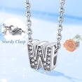 thumbnail image 3 of Collar inicial de plata esterlina Silvora con circonita cúbica letra W, 3 of 8
