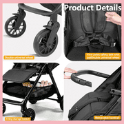 Lightweight Baby Stroller, Compact Travel Stroller,Infant Pram with Raincoat&Cup Holder,9.92lbs,0-24 Months,Pink