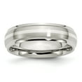 thumbnail image 1 of Stainless Steel 925 Sterling Silver Inlay Ridged Edge Band Ring Wedding Precious Metal, 1 of 10