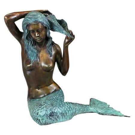 Design Toscano Mermaid of the Isle of Capri Cast Spouting Bronze Garden: Large