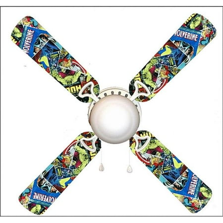 

888 Cool Fans F42-0001065 42 in. Marvel Comic Books 4-Blades Ceiling Fan with Schoolhouse Lamp