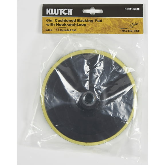 Klutch 6in. Cushioned Backing Pad with Hook-and-Loop