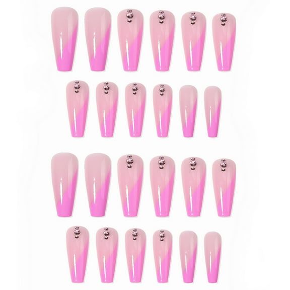Rose Red Long Point On Nails 24 Pack Nails For Women Elegant Removable False Nails Nail Easy Application